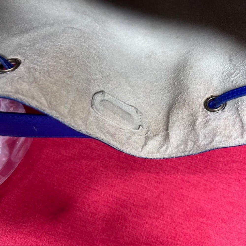 Furla Blue Leather Hobo Shoulder Bag 13"x4"x11" +FREE Chiffon Floral Scarf (40 - Picture 11 of 15